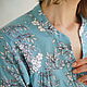 Blusa de algodón Azul floración, camisa de algodón turquesa de verano. Blouses. mozaika-rus. Ярмарка Мастеров.  Фото №5