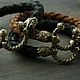 Men's lion bracelet is made of genuine leather and bronze, Chokers, Volgograd,  Фото №1