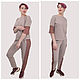 Sports suit casual beige with lace and stripes, Suits, Moscow,  Фото №1