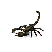Украшения handmade. Livemaster - original item Scorpion leather brooch large black with golden. Handmade.