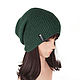 Beanie knitted hat for autumn Hooligan Green, Caps, Orenburg,  Фото №1