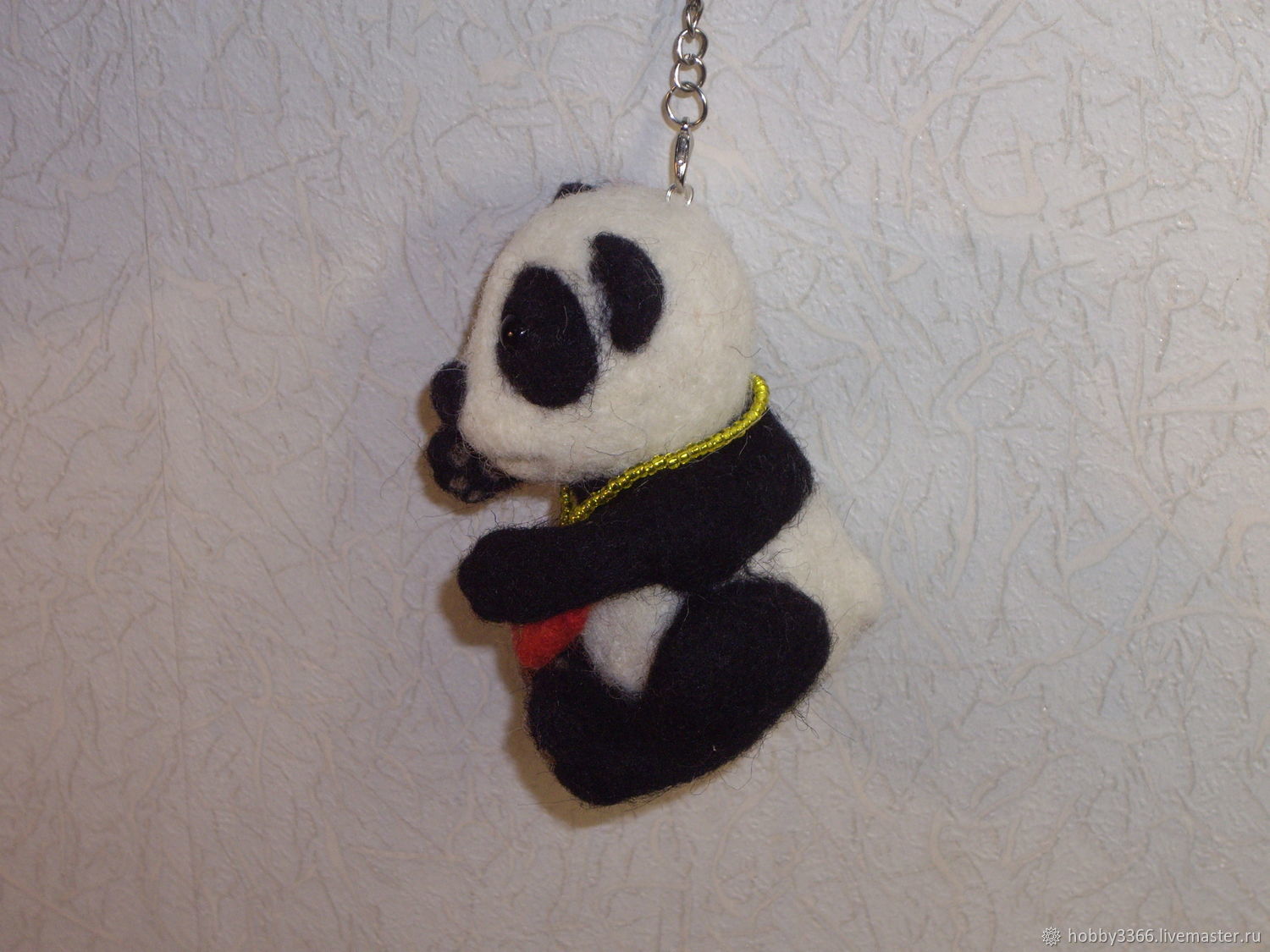 Панда валяная "Милашка", брелок на сумку, подвеска в авто