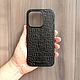 Заказать Чехол из натуральной кожи для телефона IPhone 15 pro. O.L.S'you Leather crafts. Ярмарка Мастеров. . Чехол Фото №3