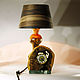 Настольная деревянная лампа с часами, Настольные лампы, Москва,  Фото №1