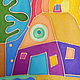 A house in the village,painting on fabric,43h43 cm,cold batik. Pictures. arkensoie Silkyway. My Livemaster. Фото №4