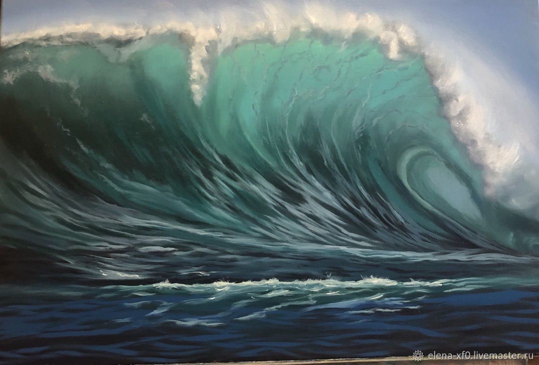 Картина Большая волна – заказать на Ярмарке Мастеров – OY42CRU | Картины,  Санкт-Петербург