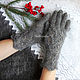  down, knitted, made of gray goat down, 71, Gloves, Orenburg,  Фото №1