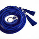 Thin beaded rope belt with tassels Classic blue. Belt. gershman. My Livemaster. Фото №6