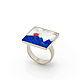 RING ' Blue white red'. Ring size 18.5-19, Rings, Moscow,  Фото №1