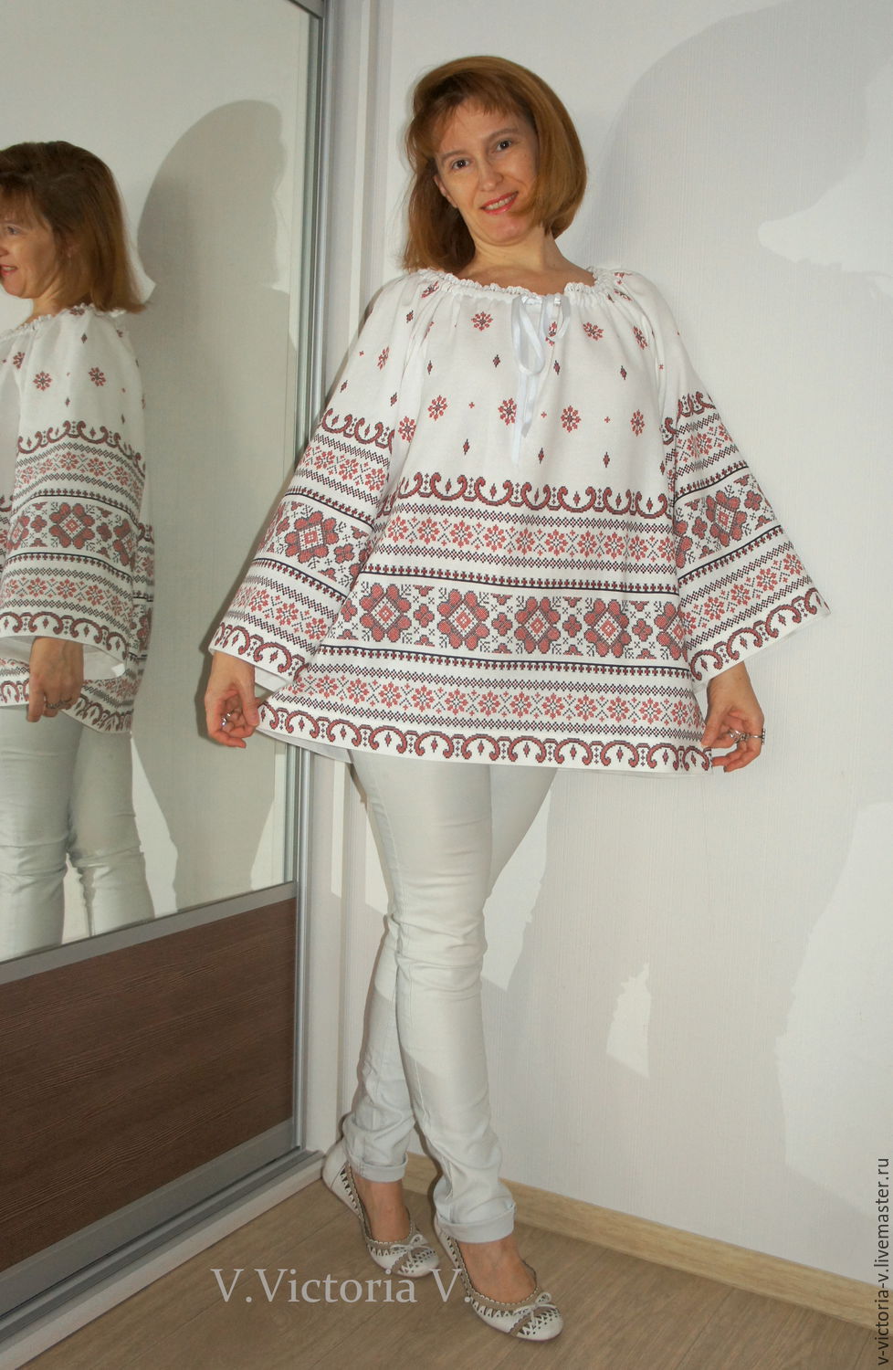  Блуза в русском стиле "Русские узоры", Блузки, Самара,  Фото №1