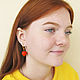 Physalis pendant earrings on gold-plated studs, orange earrings. Earrings. Bionika - Polymer Clay Jewelry (Bionika). My Livemaster. Фото №4