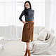 Skirt brown cotton corduroy Chocolate with a slit and pockets. Skirts. mozaika-rus. Online shopping on My Livemaster.  Фото №2