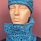 A set of bandage and an openwork collar AZURE. Headwear Sets. homemade_knitwear. My Livemaster. Фото №6