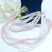 Украшения handmade. Livemaster - original item Necklace with adulyar, rose quartz and crackle quartz. Handmade.