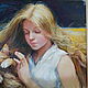  Оригинальная картина в раме девушка с котиком. Картины. SimanolyaArtStudio. Ярмарка Мастеров.  Фото №4