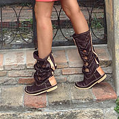 Italian hand-made perforated marble summer boots