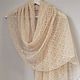 Stole Openwork cream Knitted Kid Mohair Lace Scarf, Wraps, Cheboksary,  Фото №1