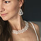 Wedding openwork white boho necklace, handmade lace, Necklace, Krasnogorsk,  Фото №1