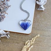 Украшения handmade. Livemaster - original item Heart pendant with real flowers. A pendant with a cornflower as a gift to a girl. Handmade.