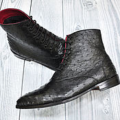 Обувь ручной работы handmade. Livemaster - original item Ankle boots made of genuine ostrich leather, winter version with fur.. Handmade.
