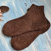 Аксессуары handmade. Livemaster - original item Brown Woolen Knitted Warm Men`s Socks to order. Handmade.