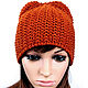 Order Knitted cap with ears brown. UrbanStyleKnit (usknits). Livemaster. . Caps Фото №3