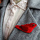 Брошь "Red bird". Брошь-булавка. Арт СТУДИЯ МАРИИ  БРИК МУРРМЕЛАД. Ярмарка Мастеров.  Фото №4