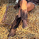 boots: TEXANO - Italian suede boots with embroidery- Autumn-Winter, High Boots, Rimini,  Фото №1