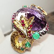 Украшения handmade. Livemaster - original item Ring Demetra luxury ametrine, emeralds. Handmade.