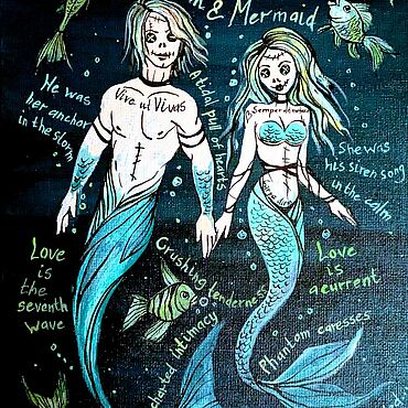 Картины и панно ручной работы. Ярмарка Мастеров - ручная работа Картины "Merman & Mermaid". Handmade.