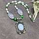 Moonstone, Green cat's eye necklace with Pendant. Necklace. naturalkavni. My Livemaster. Фото №6