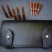 Сувениры и подарки handmade. Livemaster - original item Leather pouch for rifled cartridge 7,62h54, . Handmade.