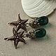 Earrings Starfish lampwork boho drops emerald. Earrings. fiery-tale lampwork (fiery-tale). My Livemaster. Фото №6