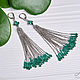 Luxury sea-green jewelry glass brush earrings, Tassel earrings, Moscow,  Фото №1