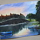 Картина акварелью Туманное утро на озере. Картины. Акварельные пейзажи. Интернет-магазин Ярмарка Мастеров.  Фото №2