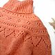 Вязаный женский персиковый свитер с ажурной кокеткой. Свитеры. Tamerwool. Интернет-магазин Ярмарка Мастеров.  Фото №2