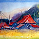 Картина Деревня в горах  Акварель 25/36 см. Картины. Gold cockatoo. Ярмарка Мастеров.  Фото №4
