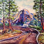 Картины и панно handmade. Livemaster - original item Painting mountain pine landscape 