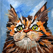 Картины и панно handmade. Livemaster - original item Painting cat meinkun funny kitten oil painting. Handmade.