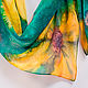 Изумрудный шёлковый платок с крупными цветами. Платки. Мастерская батика Бекловой Татьяны. Ярмарка Мастеров.  Фото №6