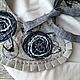 Removable linen collar embroidered with beads with roses, blue. Collars. ZanKa. My Livemaster. Фото №5