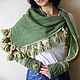 Bactus scarf with tassels and mitts Green Set, Scarves, Ekaterinburg,  Фото №1
