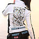 Jacket made of white genuine leather with a print, Outerwear Jackets, Pushkino,  Фото №1