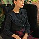 Черная блузка из хлопка, с длинным рукавом, на каждый день, в офис. Блузки. Скромное обаяние (Александра). Интернет-магазин Ярмарка Мастеров.  Фото №2