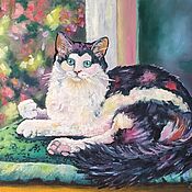 Картины и панно ручной работы. Ярмарка Мастеров - ручная работа Pintura con el gato de Judy. Handmade.
