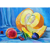 Картины и панно handmade. Livemaster - original item Painting still life Melon and peach 