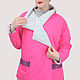 Куртка неоновая розовая короткая под пояс плюссайз оверсайз. Куртки. Дизайнерская одежда ручной работы. Ярмарка Мастеров.  Фото №4