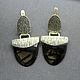 Silver earrings with black obsidian made of 925 sterling silver IV0091