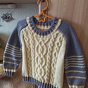 Одежда детская handmade. Livemaster - original item Sweaters and jumpers: Striped knitted children`s jumper for 4 years. Handmade.