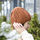 Brown knitted hat IN STOCK. Large knitted wool cap, Caps, Chernihiv,  Фото №1